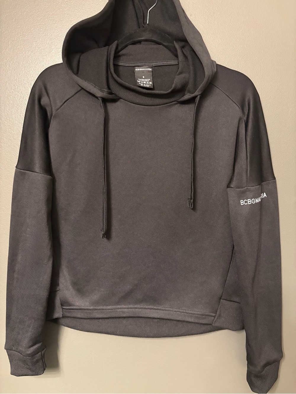 BCBGMaxAzria Women’s Black Crewneck Hoodie
